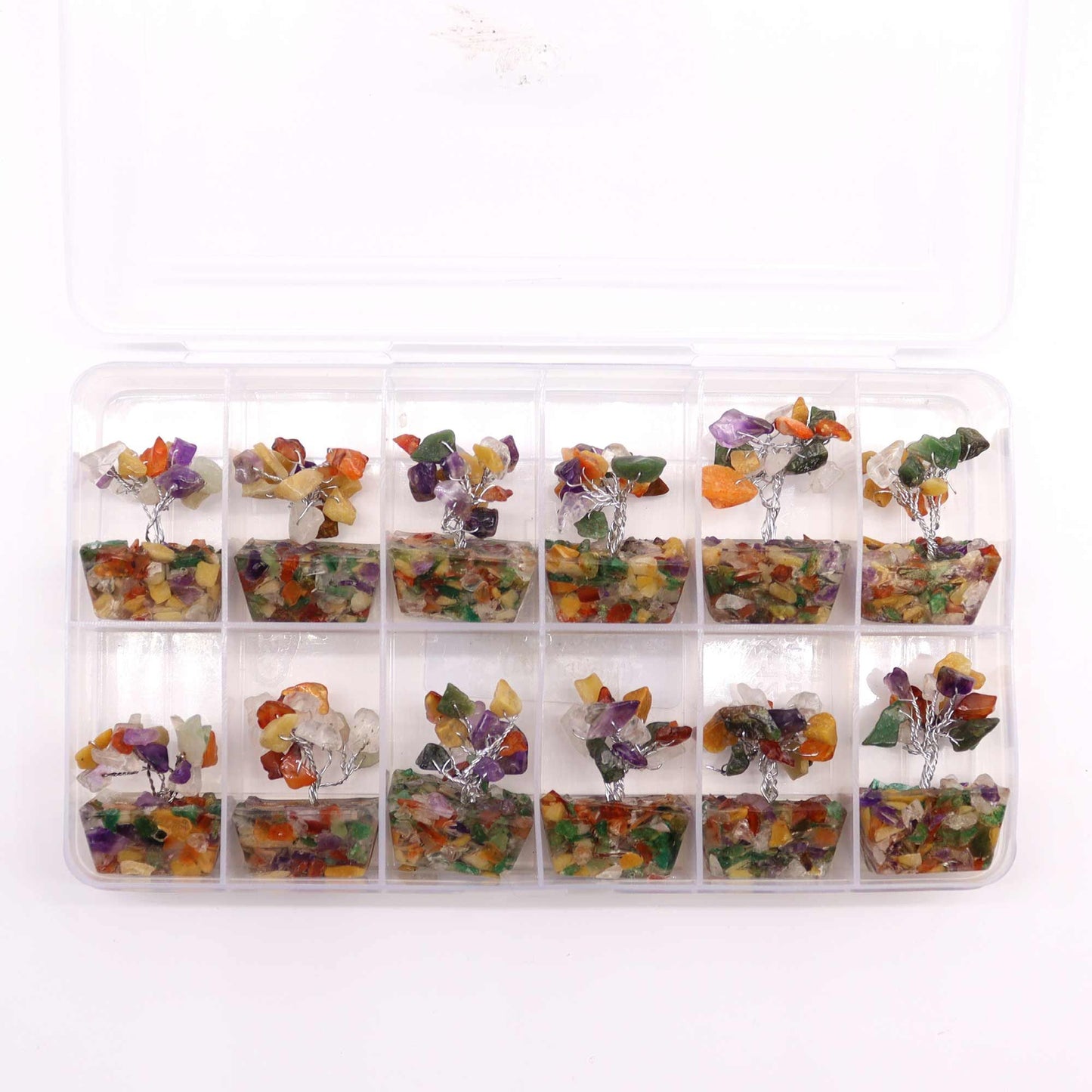 Mini arbre sur socle d’orgonite — Pierres assorties