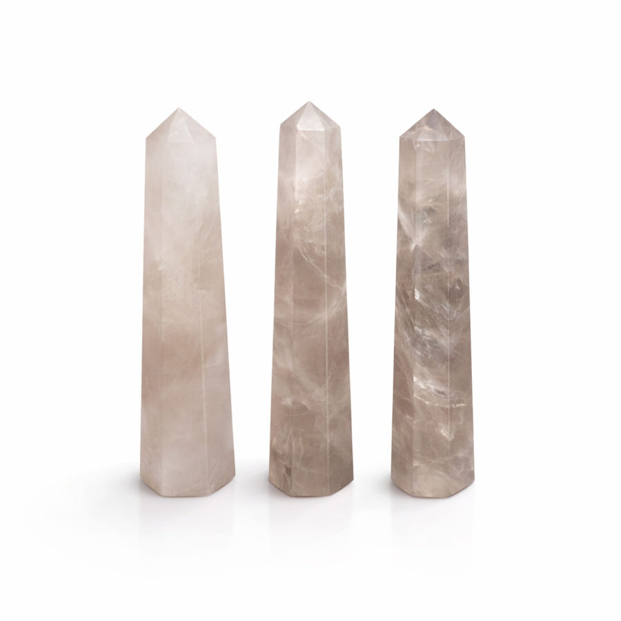 Obélisque à six faces — Quartz fumé · 11 cm