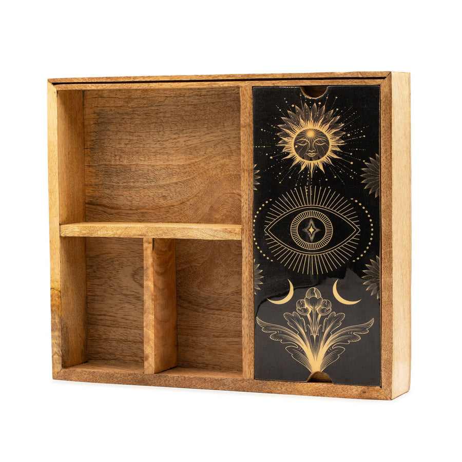 Coffret de tarot à quatre compartiments & socle pour cartes