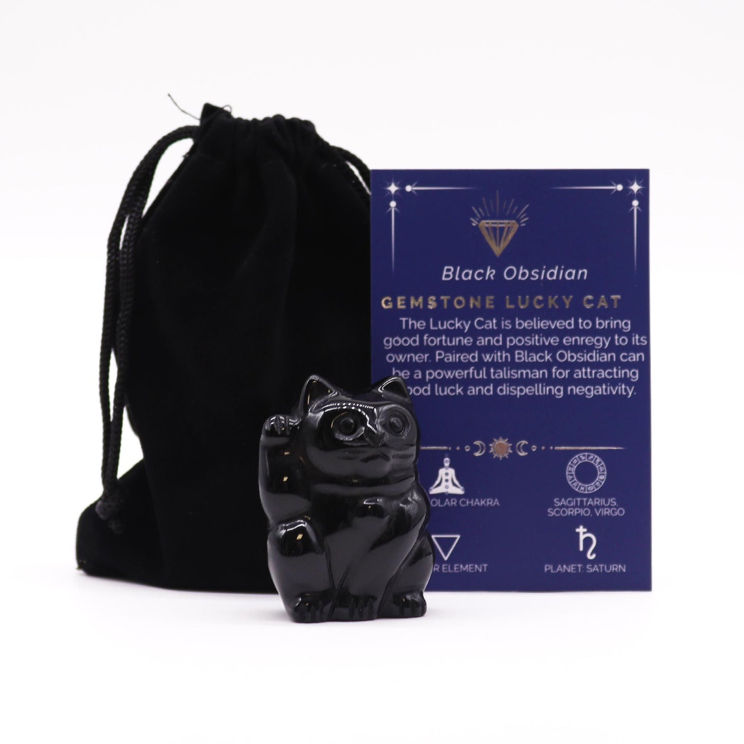 Chat de la fortune — Obsidienne noire