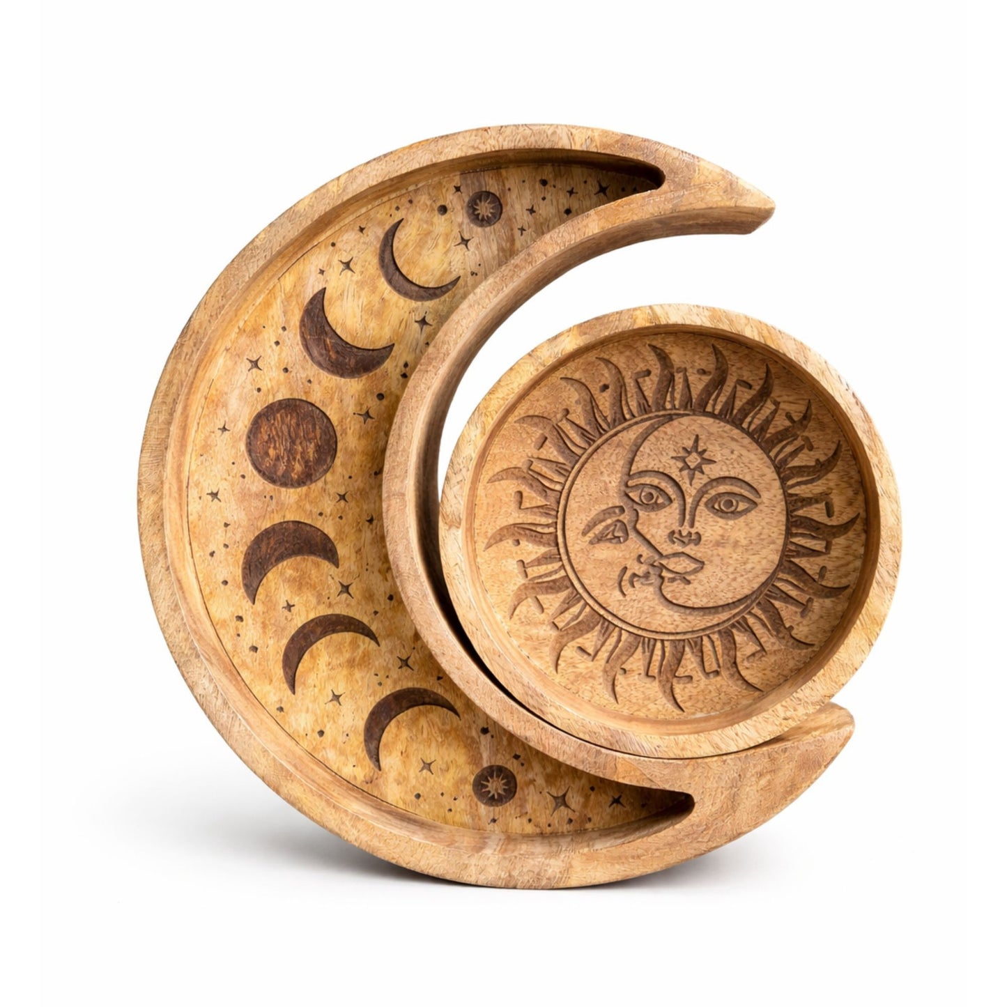 Coffret de rangement — Plateau rond en forme de lune · Lot de 2