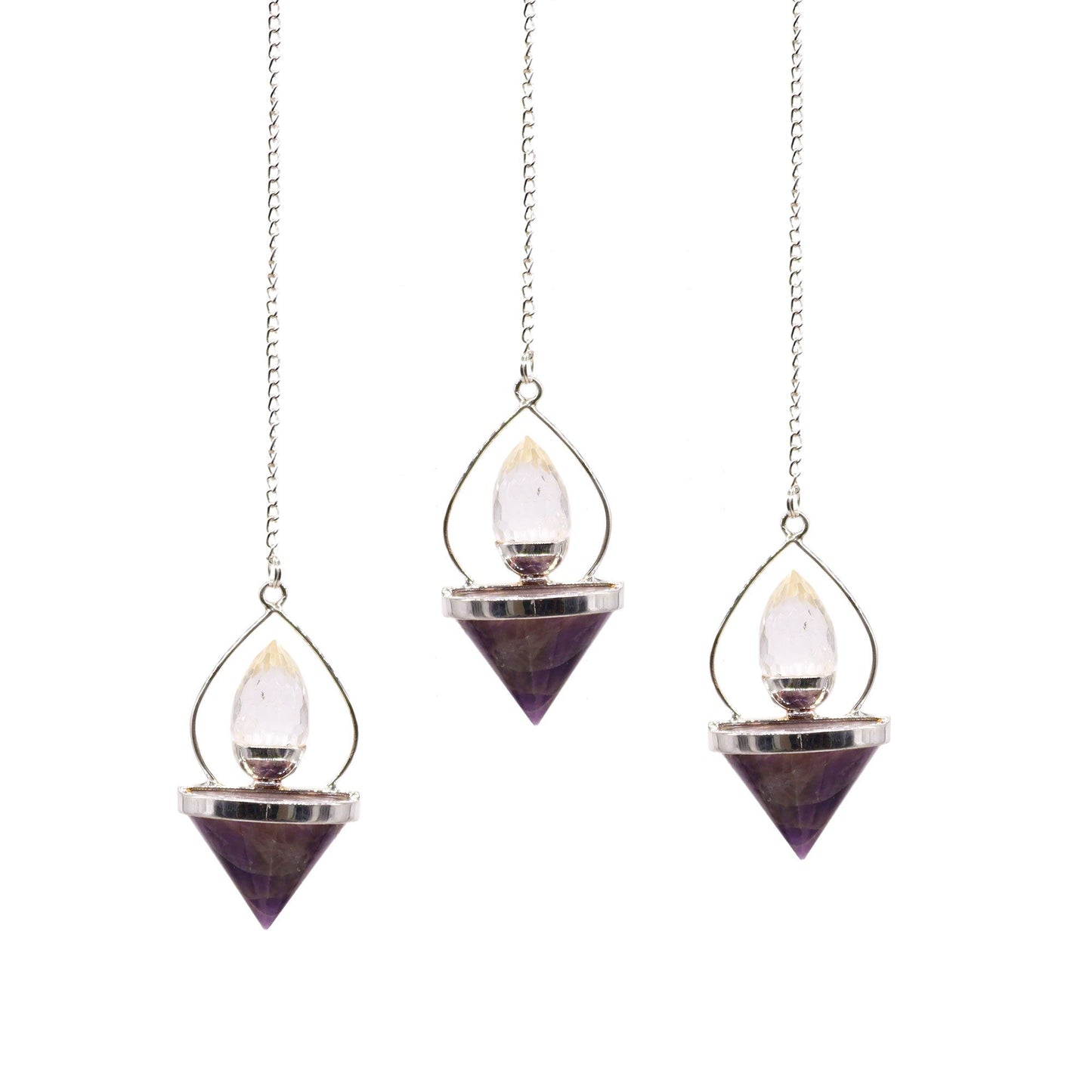 Pendule Lanterne de vie — Améthyste & cristal de roche