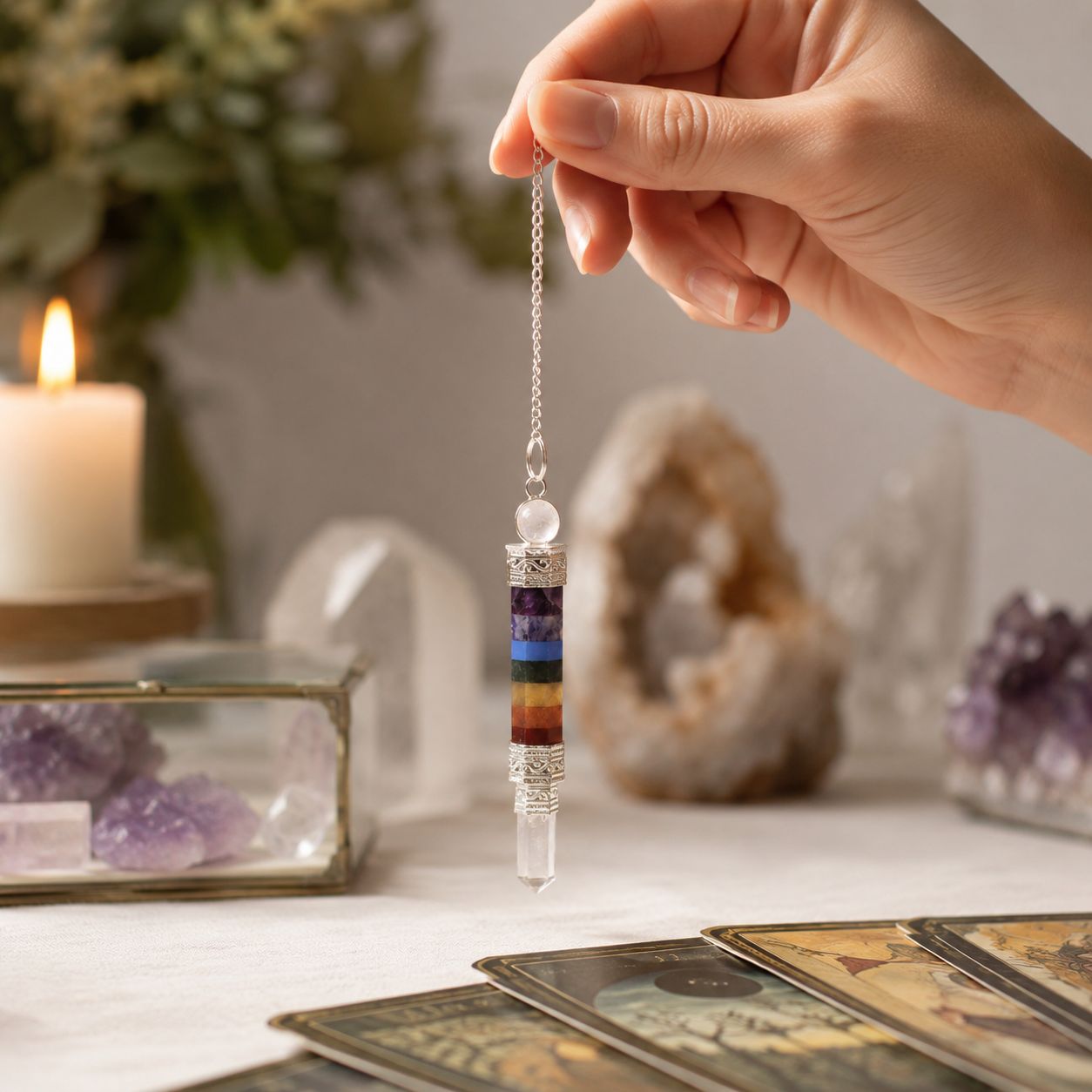 Pendule sept chakras — Trois pièces