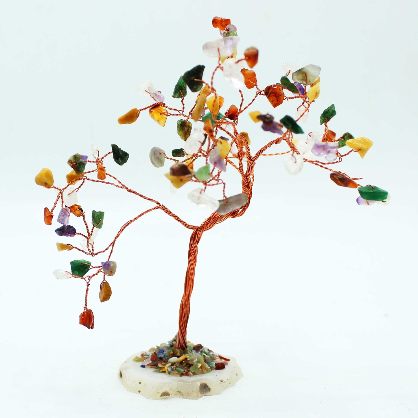 Arbre grand format: pierres assorties sur socle d’agate naturel
