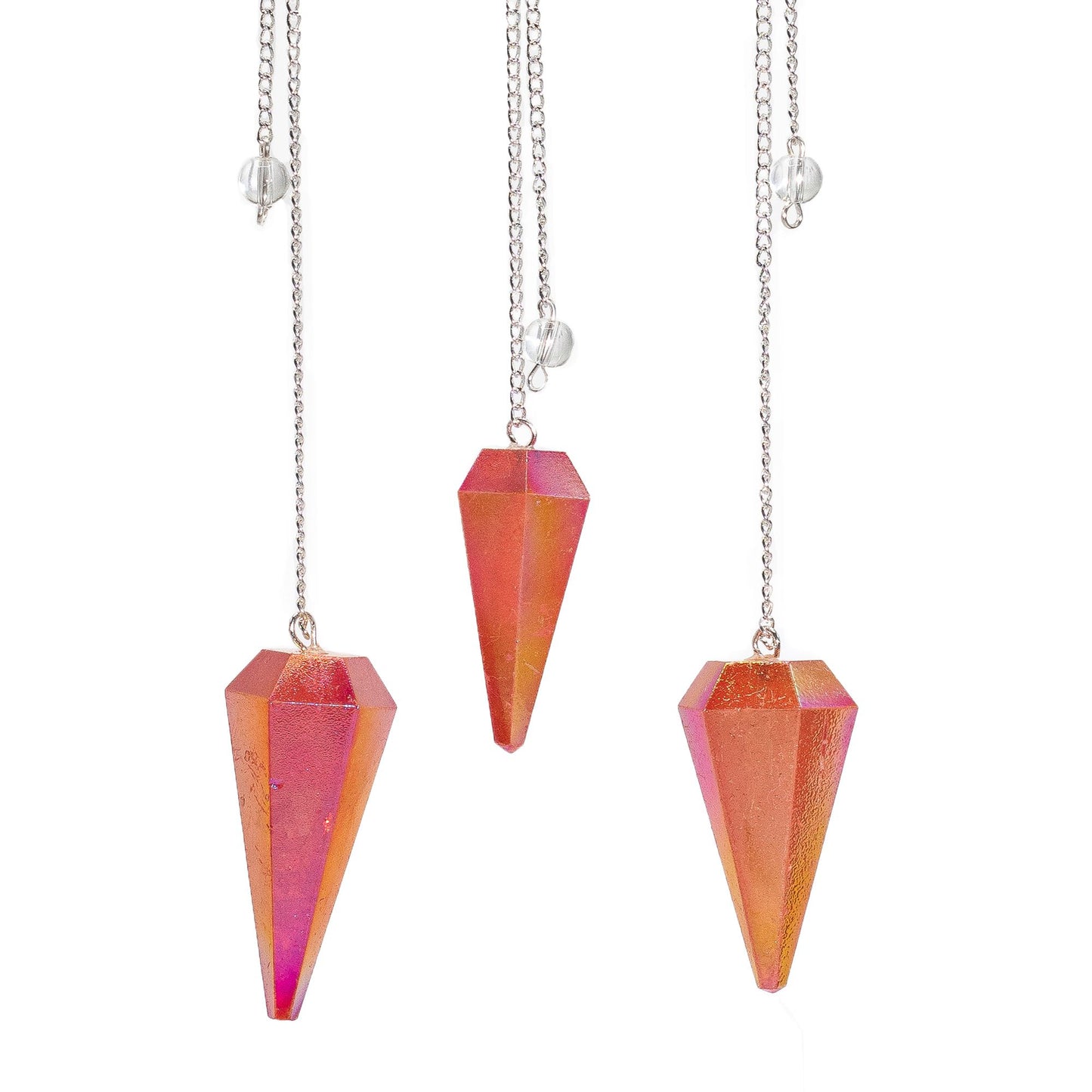 Pendule à six faces — Cristal aurore pêche · 4 cm