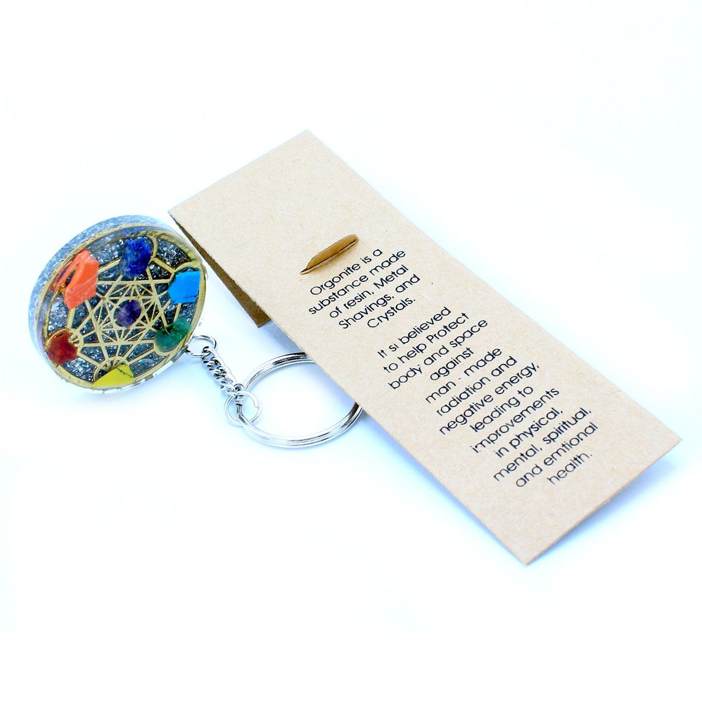 Porte-clés d’orgonite — Sept chakras