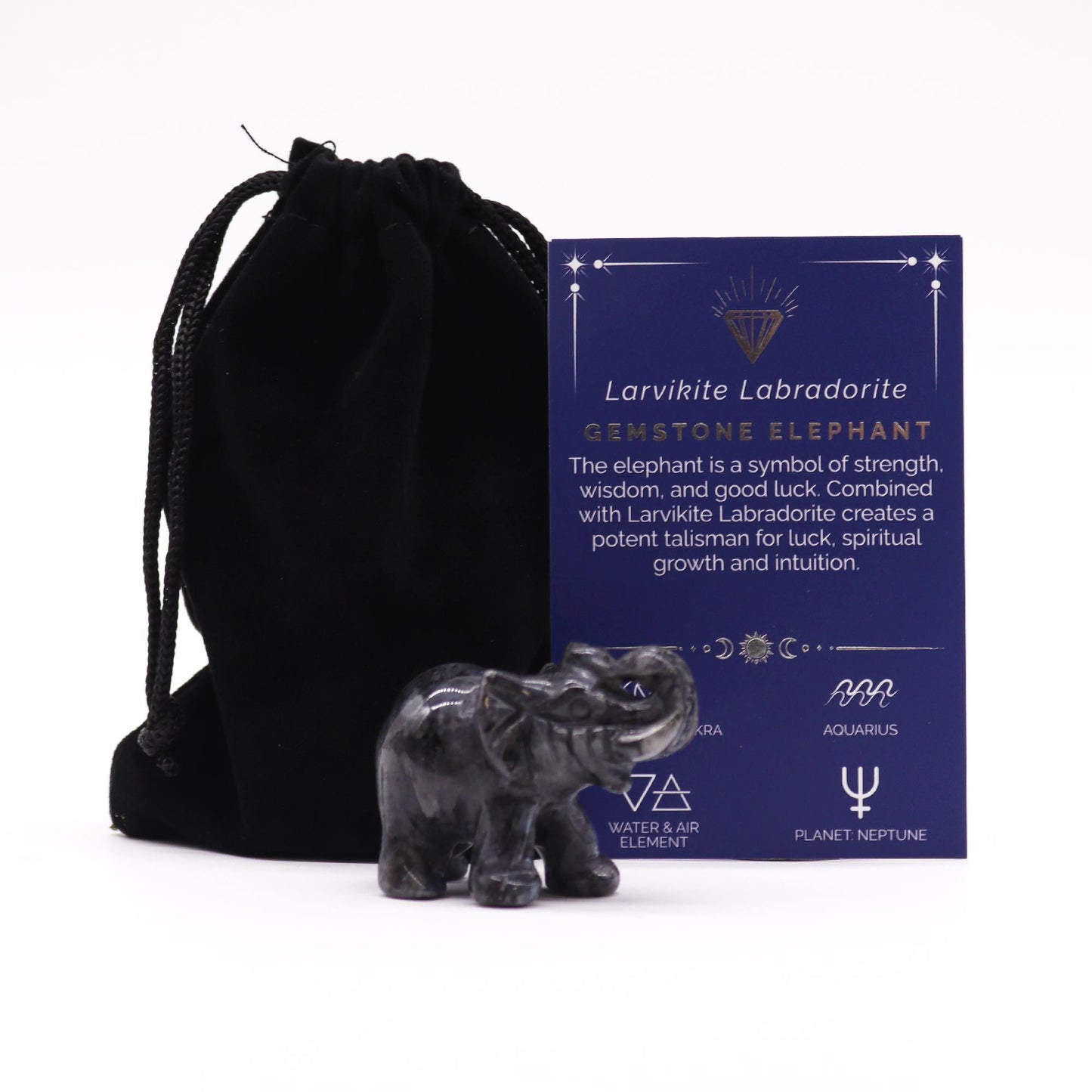 Éléphant de la chance — Larvikite labradorite
