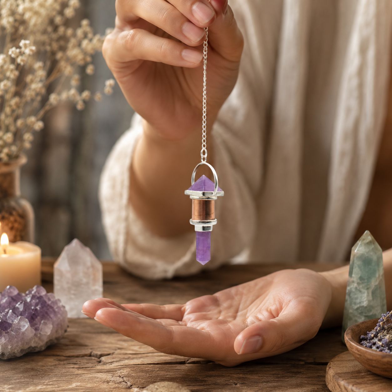 Pendule Moteur violet — Cuivre · Améthyste