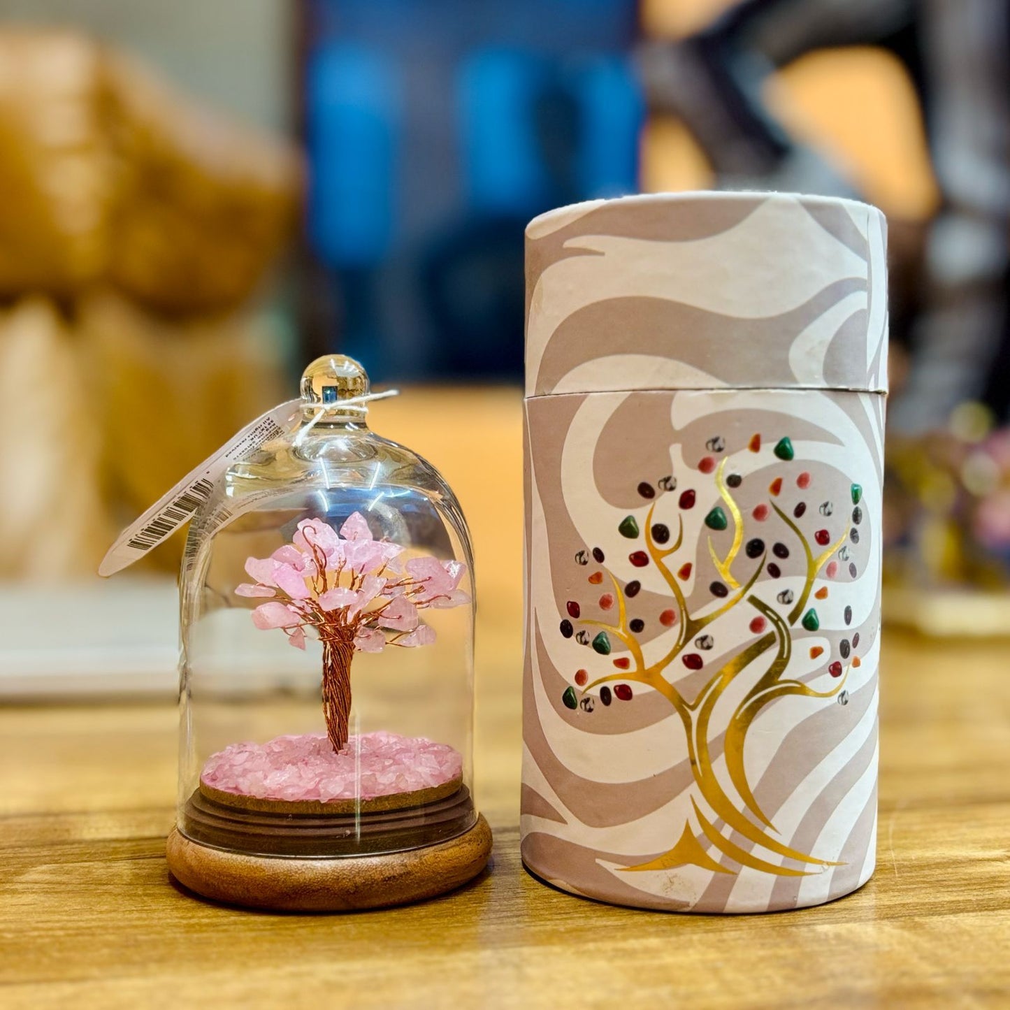 Arbre de gemmes — Jardin sous dôme · Quartz rose · 30 éclats de quartz