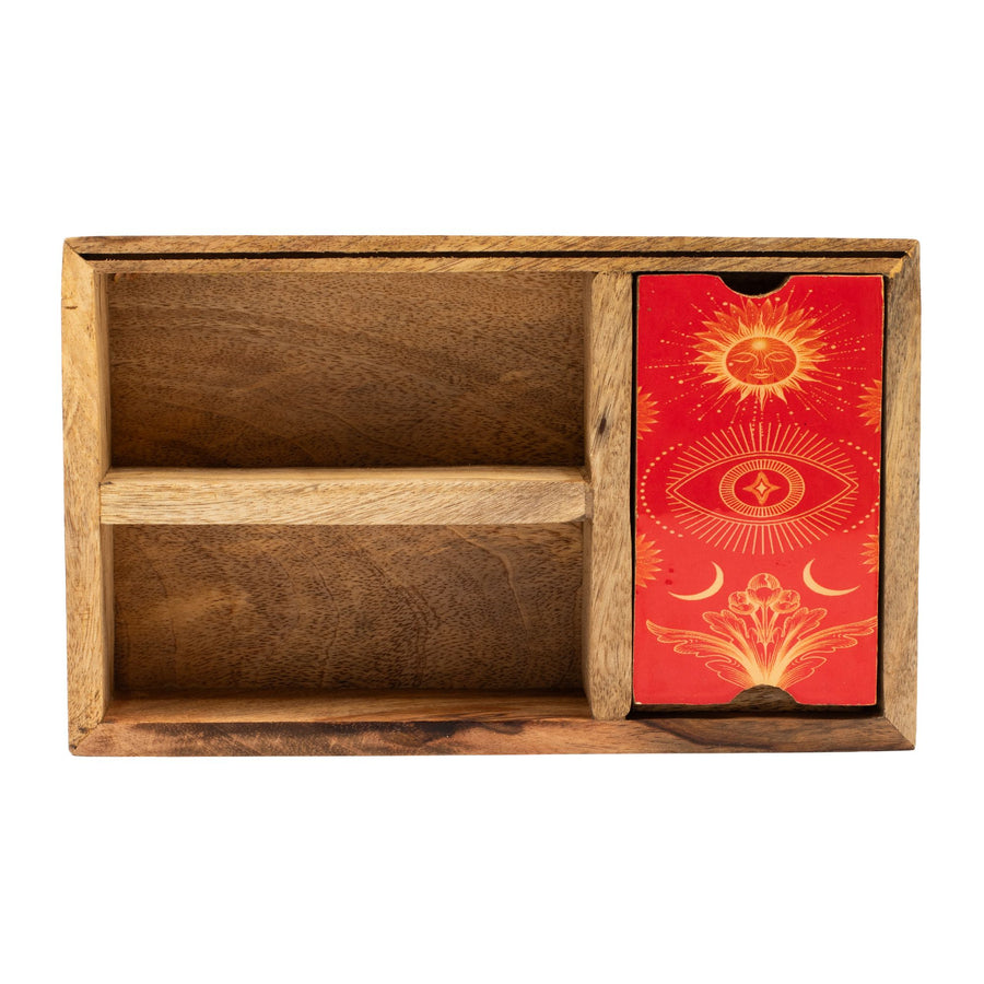 Coffret de tarot à trois sections sur socle pour cartes