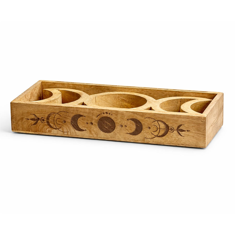 Coffret de rangement — Plateau de tarot à phase lunaire & socle pour cartes