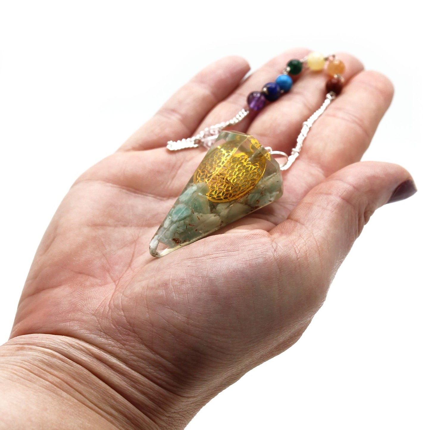 Pendule chakra d’orgonite — Fleur de vie