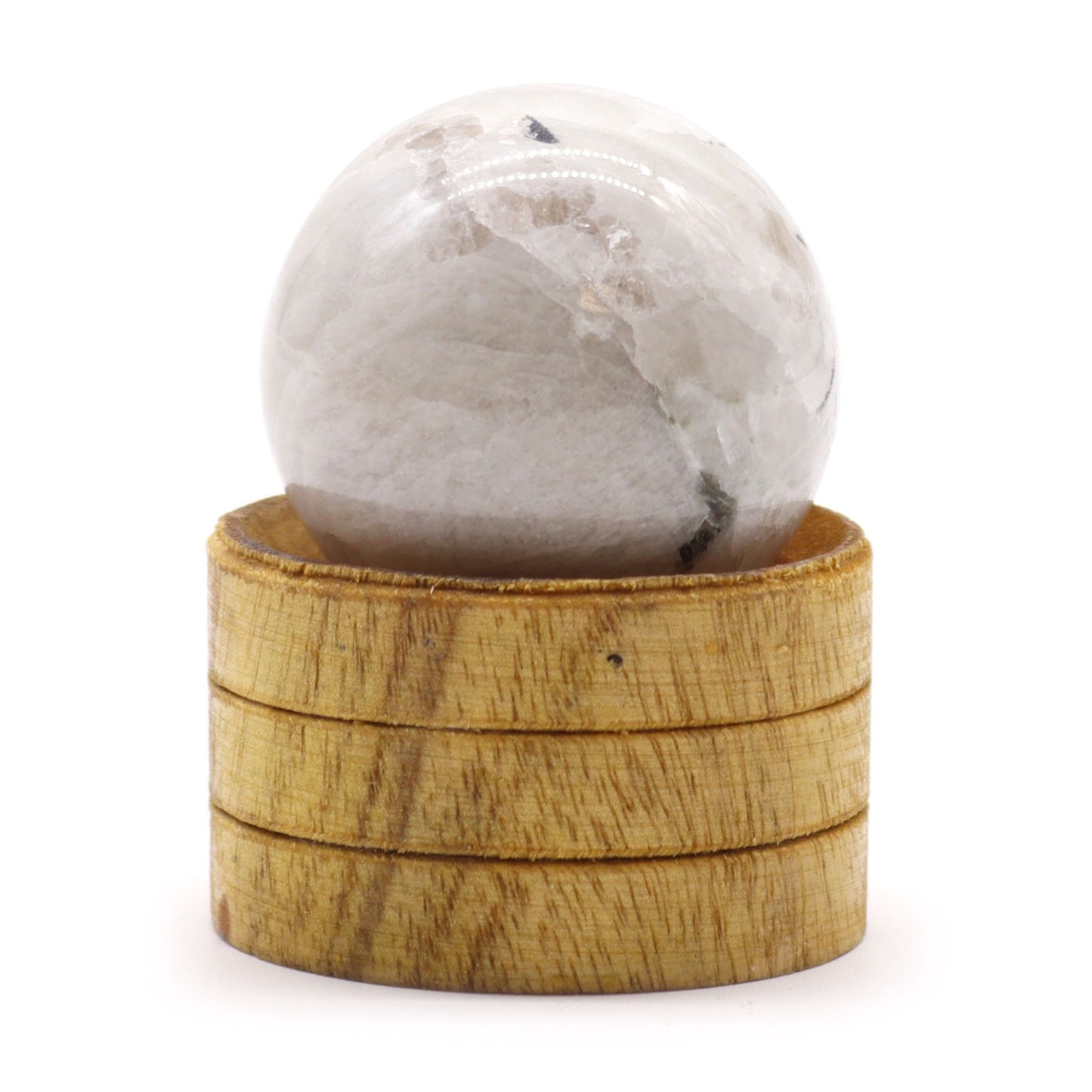 Sphère sur socle — Pierre de lune de l’Inde · 40 mm