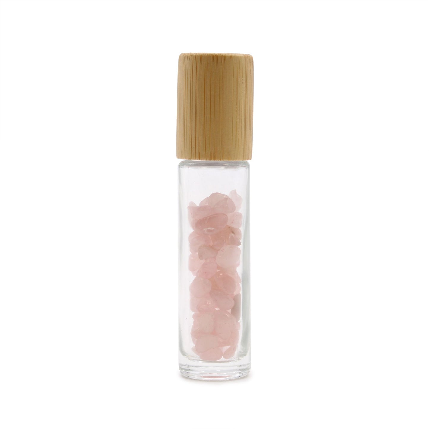 Roll-on à pierre naturelle — Quartz rose · Bouchon bois