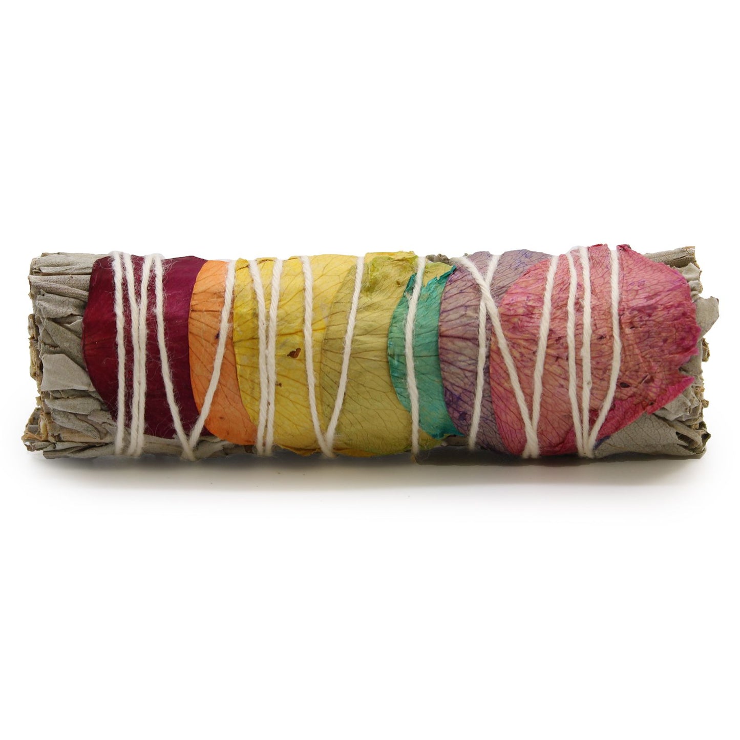 Fagot d’herbes — Sept chakras, sauge aux pétales de rose · 10 cm