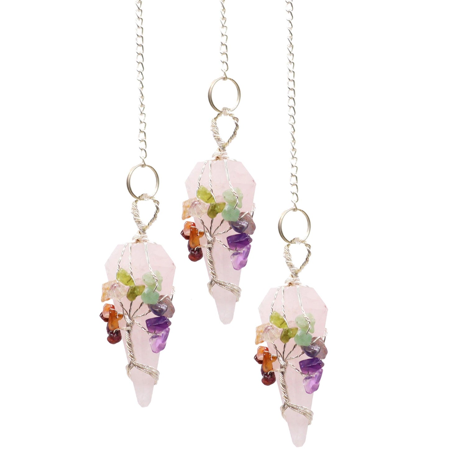 Pendule magique — Sept chakras · Quartz rose