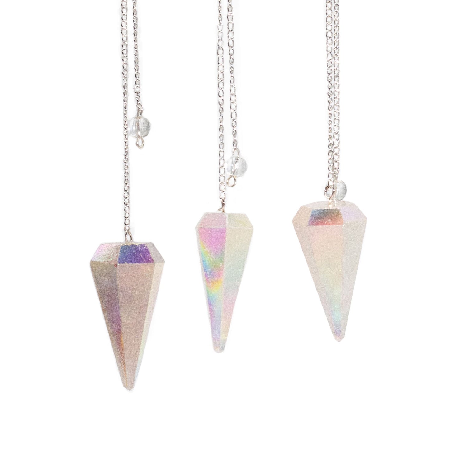 Pendule à six faces — Cristal aurore ange blanc · 4 cm