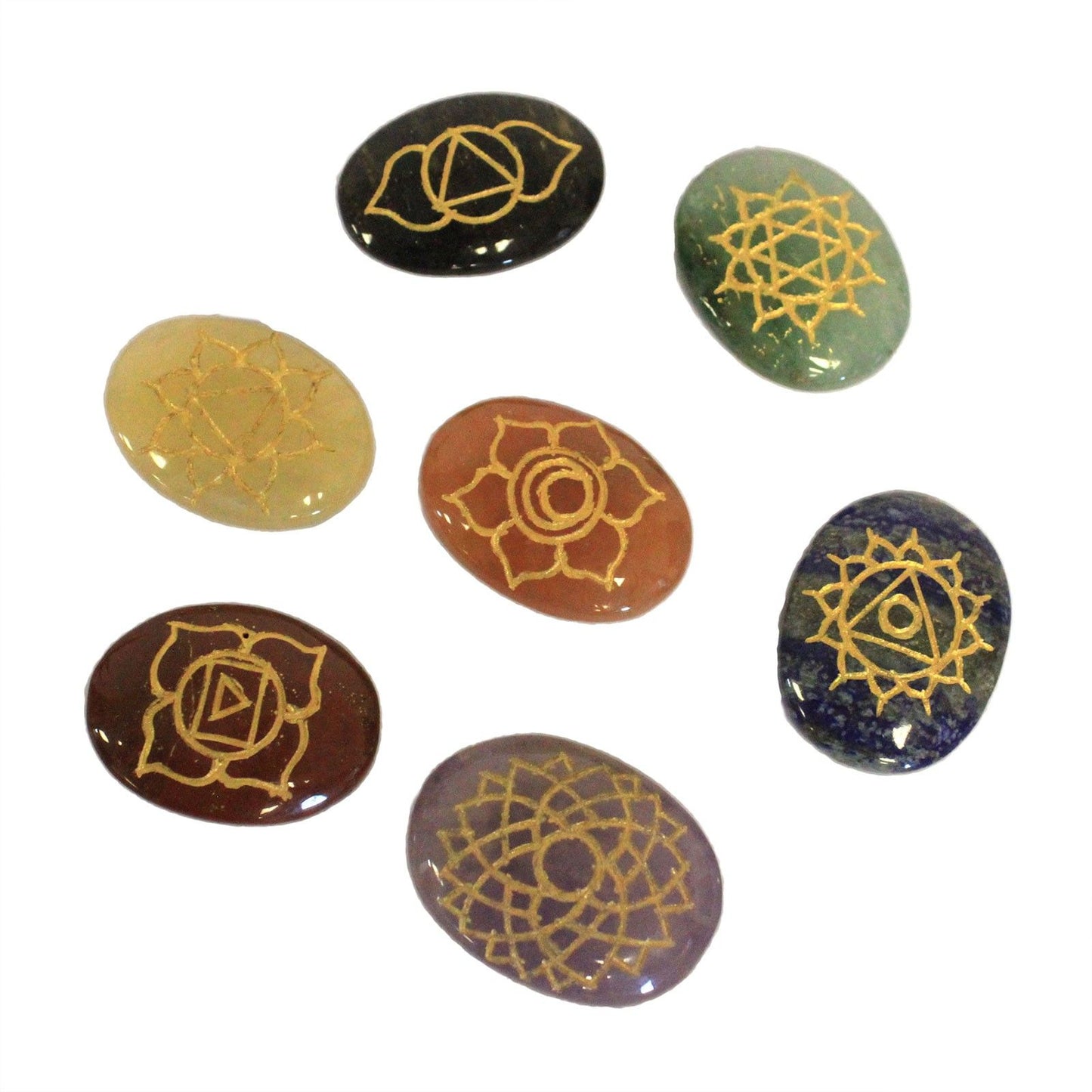 Ensemble de pierres — Chakras en grandes pierres ovales