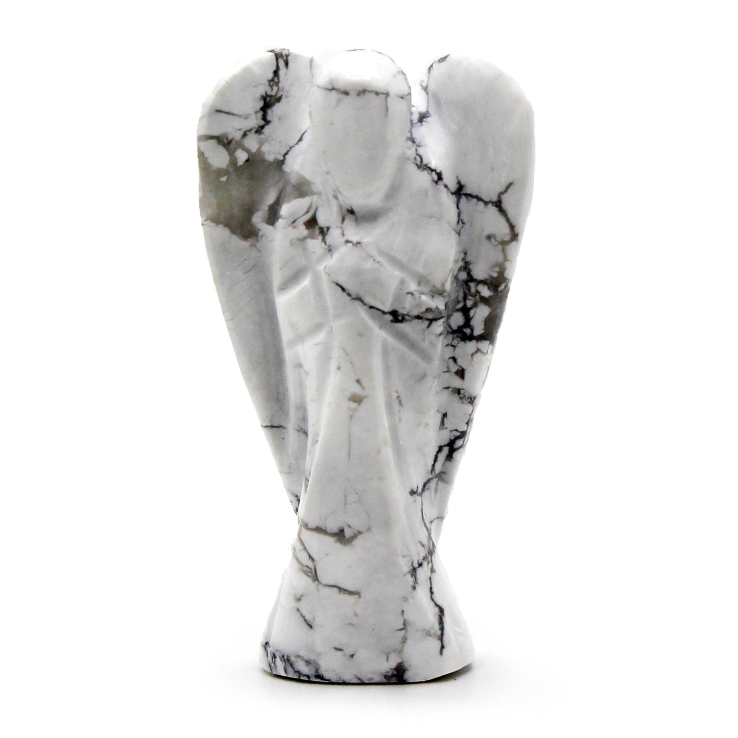 Ange sculpté main — Howlite blanche