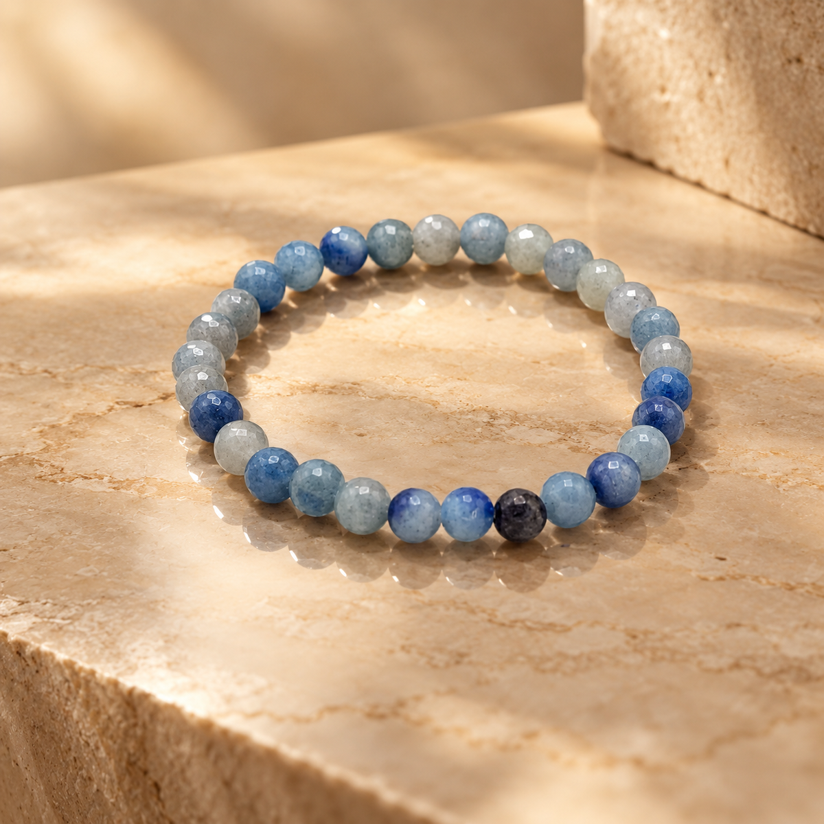 Bracelet d’intention en agate dentelle bleue, indépendance