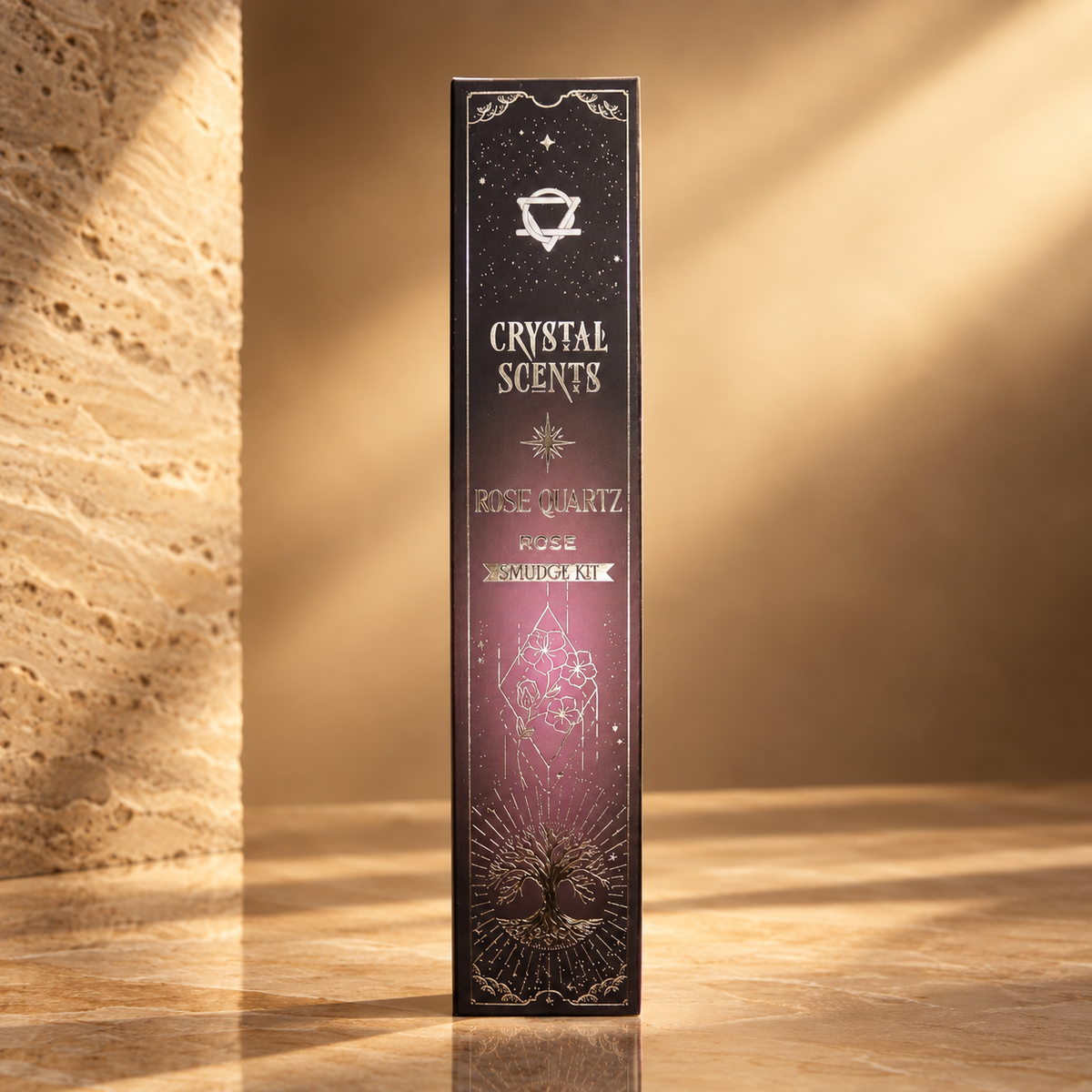 Encens au cristal, quartz rose et rose — vue 3