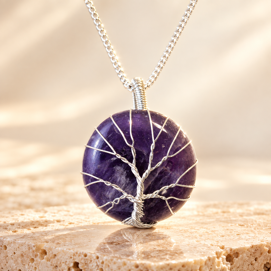 Collier arbre de vie en améthyste
