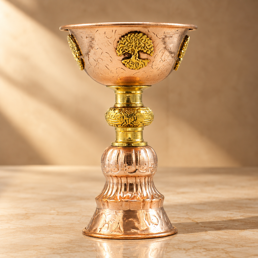 Coupe rituelle en cuivre arbre de vie 10 × 15 cm