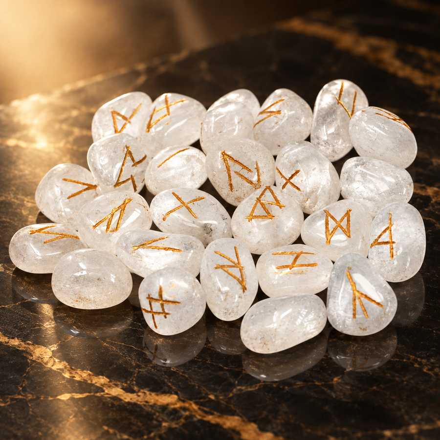 Jeu de runes en cristal de roche