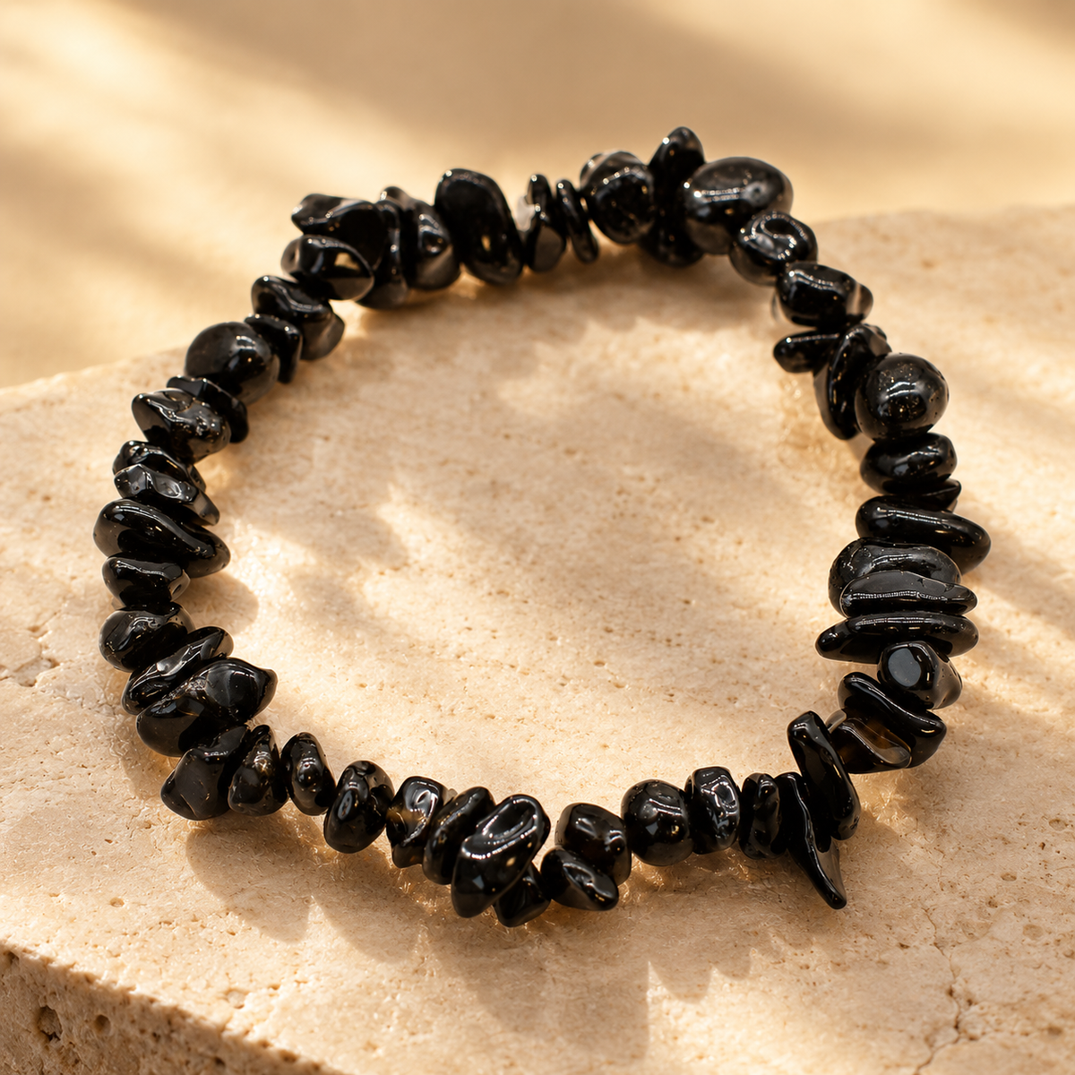 Bracelet en éclats d’agate noire