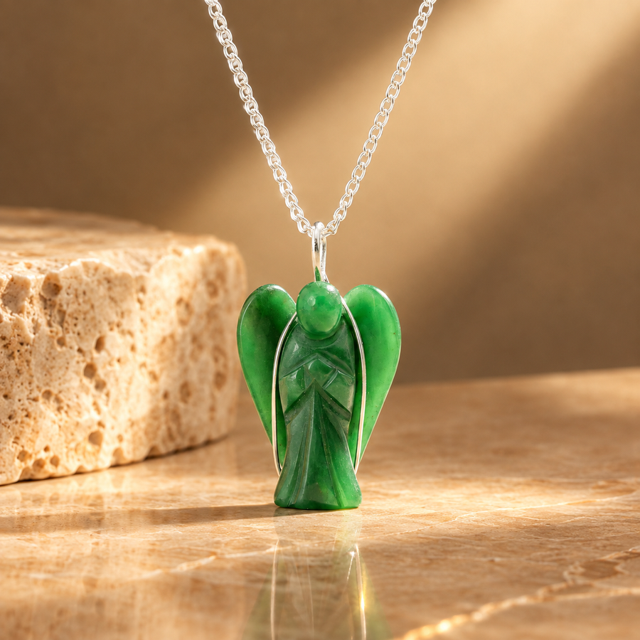 Pendentif ange gardien en aventurine verte