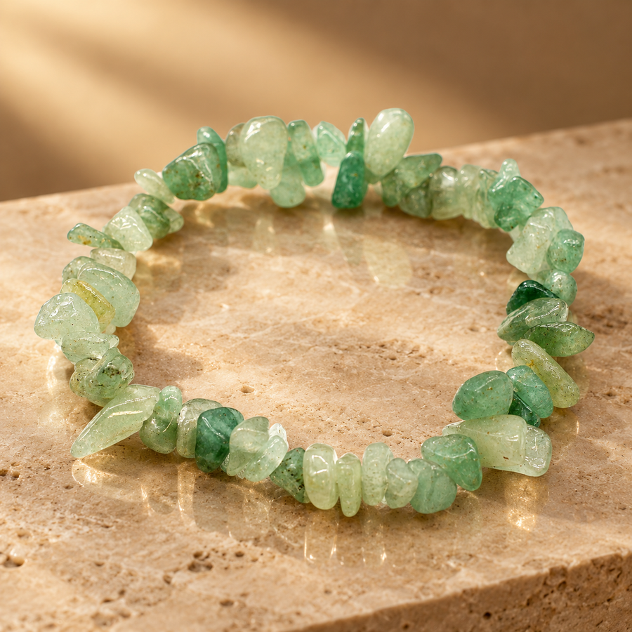Bracelet en éclats d’aventurine verte