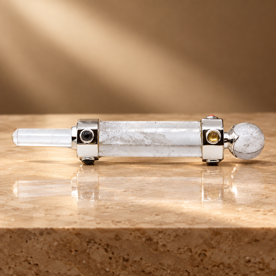Baguette de soin hexagonale en cristal de roche 12 cm