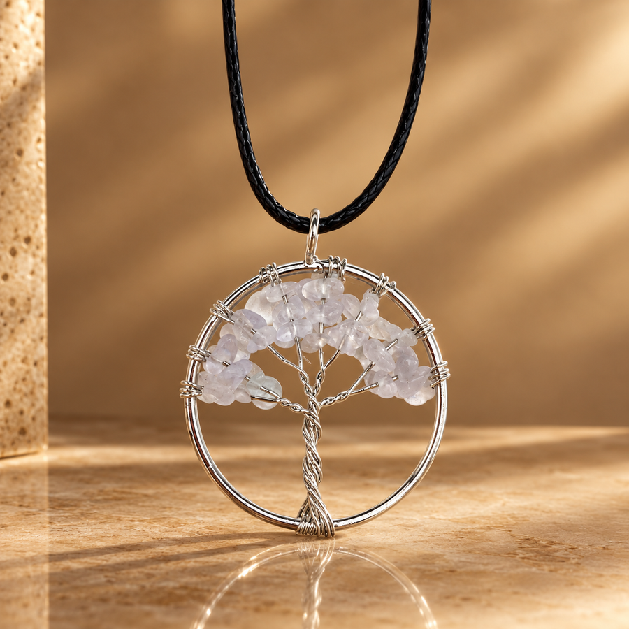 Pendentif arbre de vie en cristal de roche