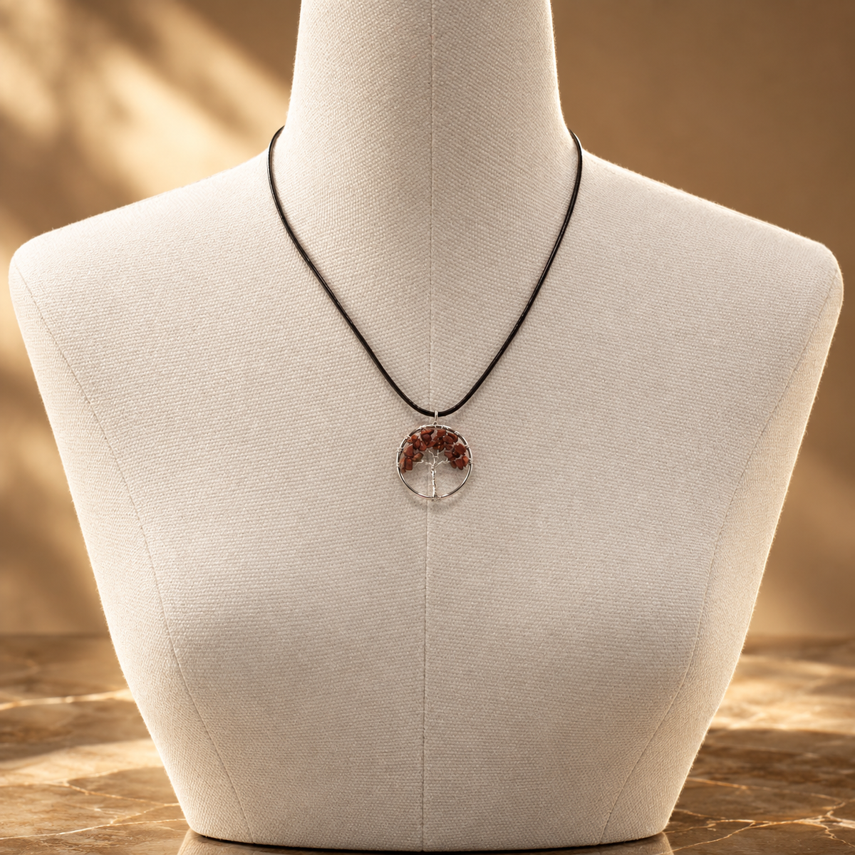 Pendentif arbre de vie en jaspe rouge — vue 3
