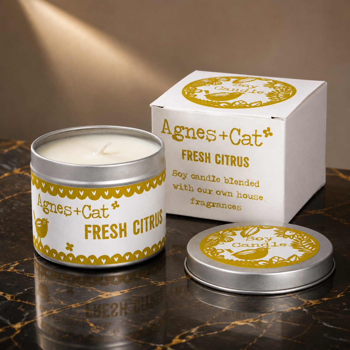 Bougie Agrumes en pot métal 200 g