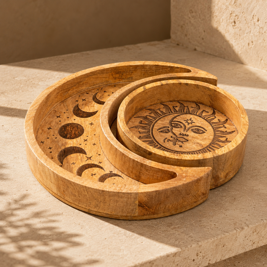 Plateau rond lune, lot de 2