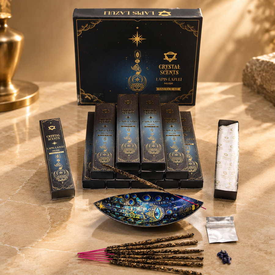 Encens au cristal, lapis-lazuli et musc
