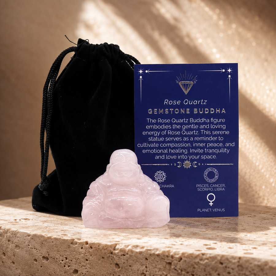 Bouddha en quartz rose 5 cm