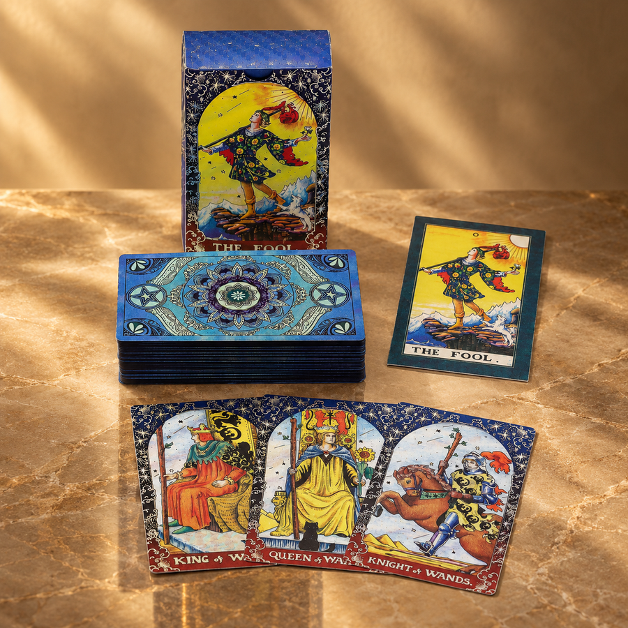 Jeu de tarot mandala, à feuille bleue