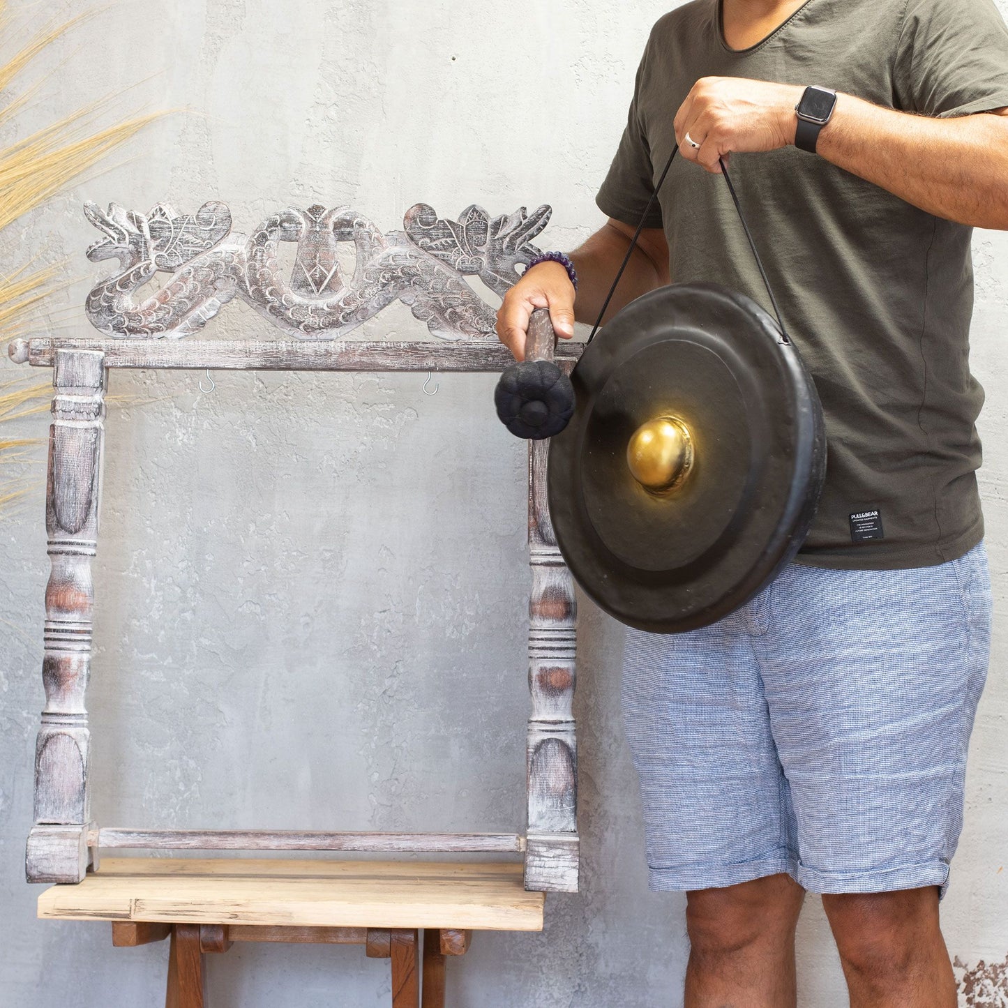 Gong de méditation format moyen sur socle — Noir · 35cm