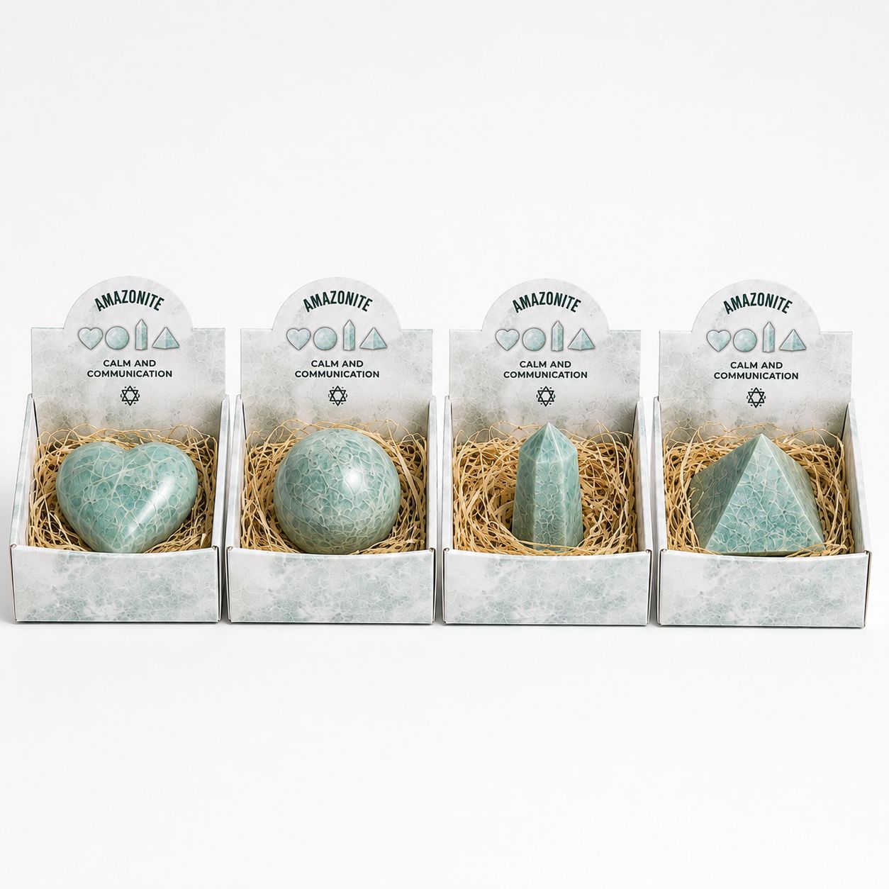 Pierre brute — Quatre formes · Amazonite
