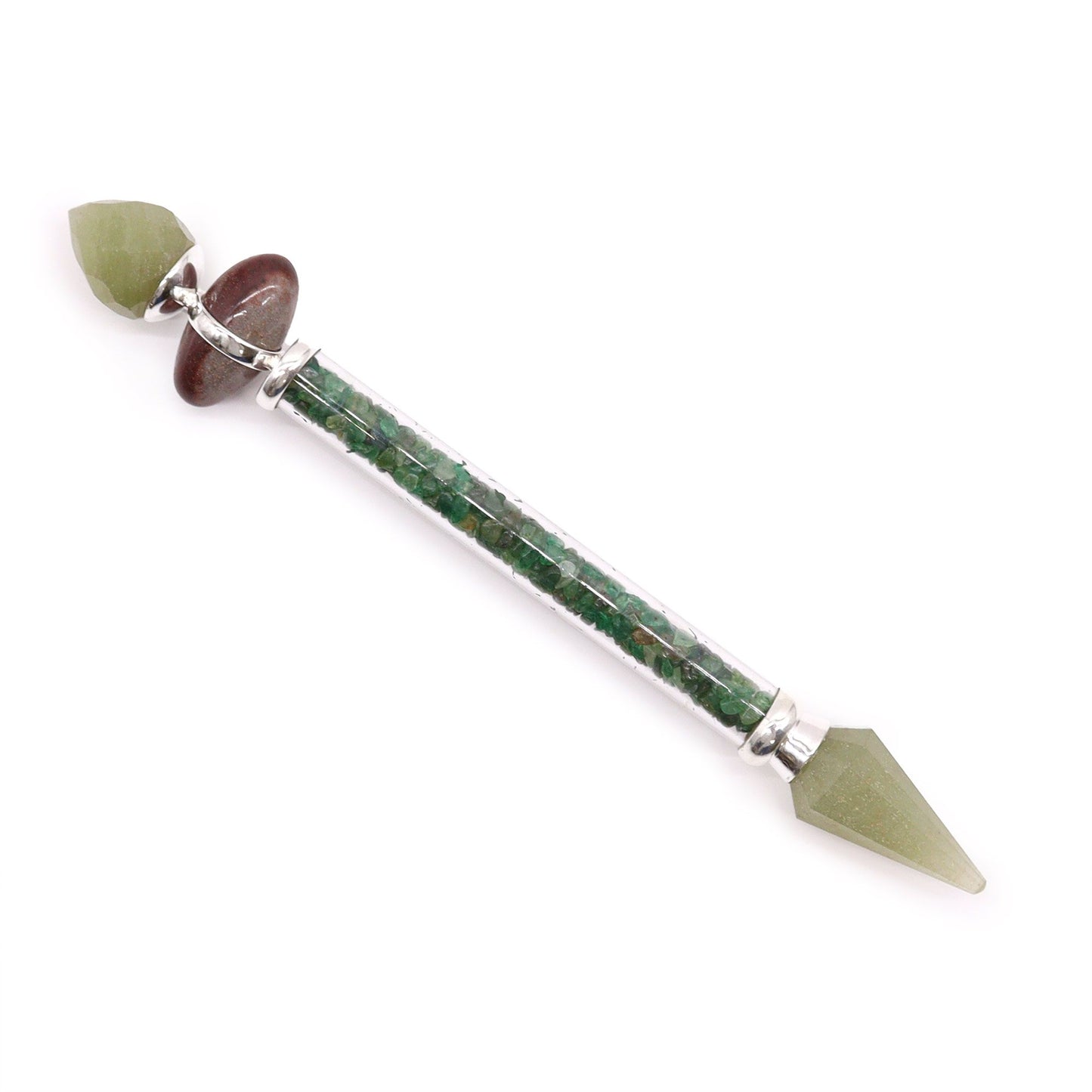 Baguette magique Shiva Lingam — Aventurine verte · Bonheur