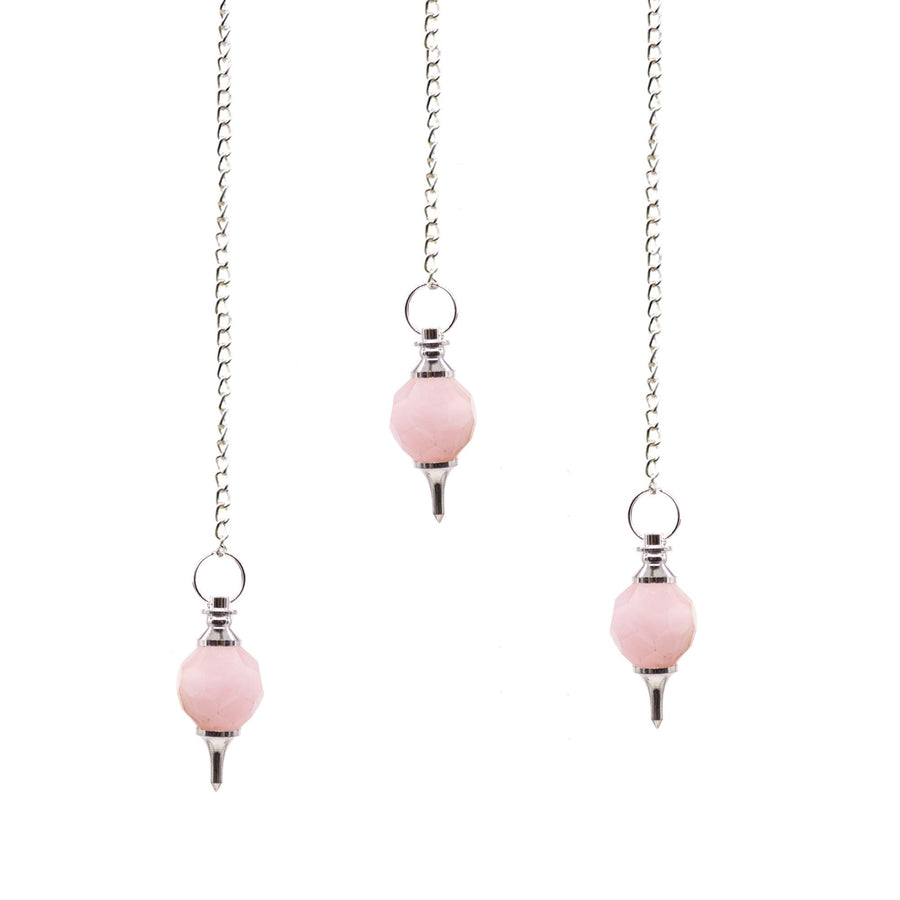 Pendule à gemme facettée — Quartz rose