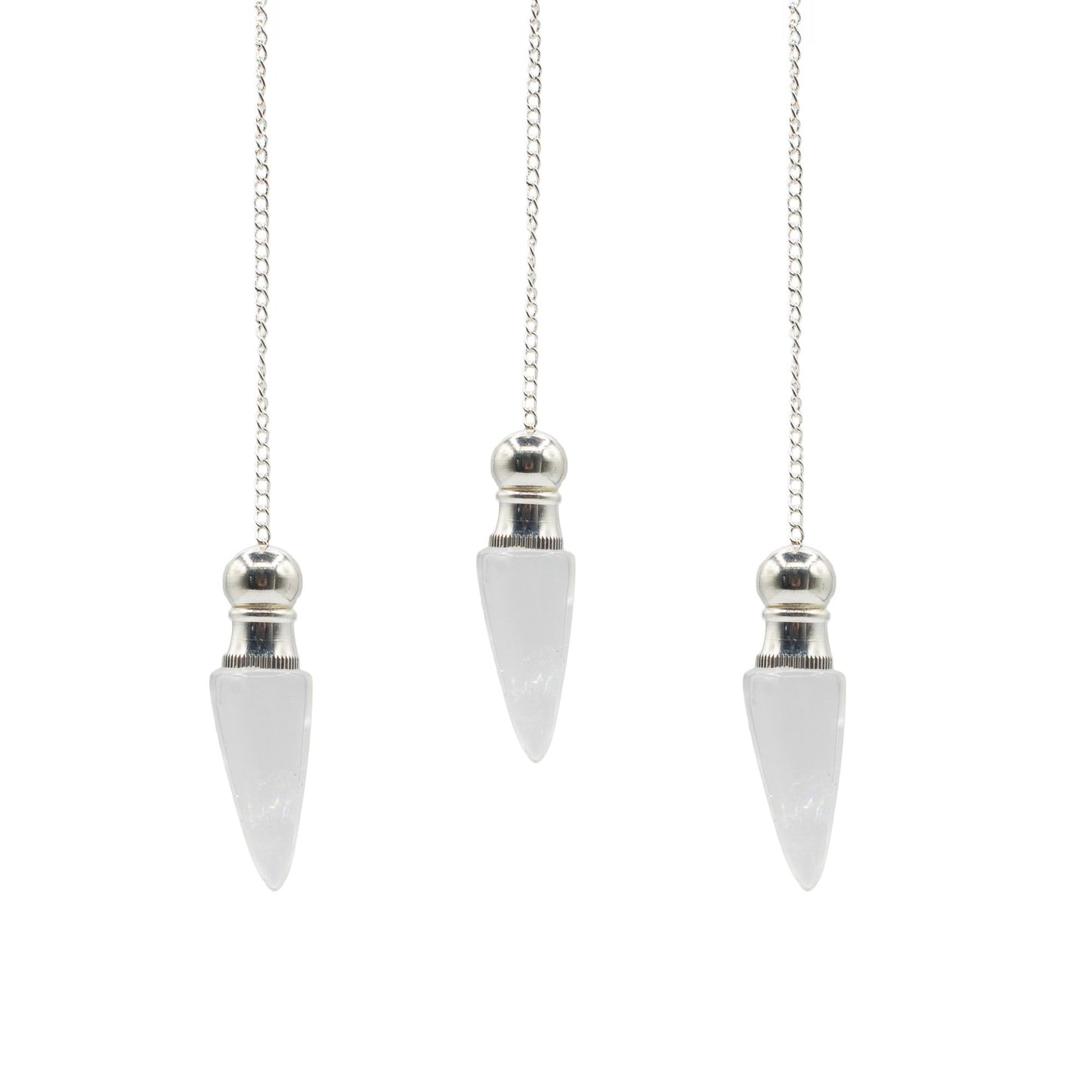 Pendule à cavité secrète — Cristal de roche · Argenté