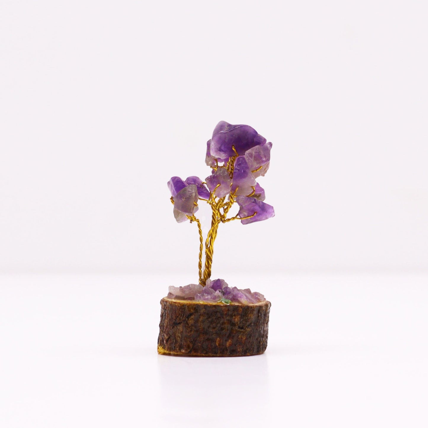 Mini arbre sur socle bois — Améthyste