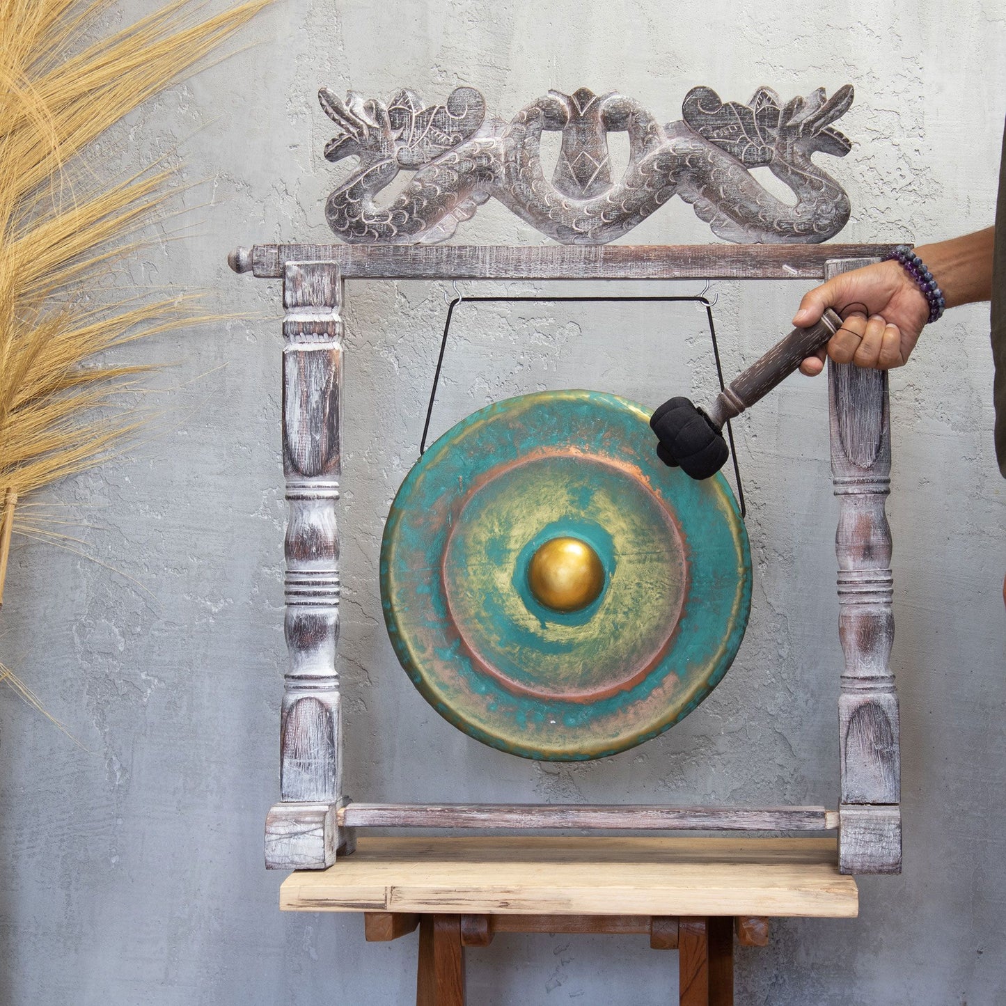 Gong de méditation format moyen sur socle — Vert · 35cm