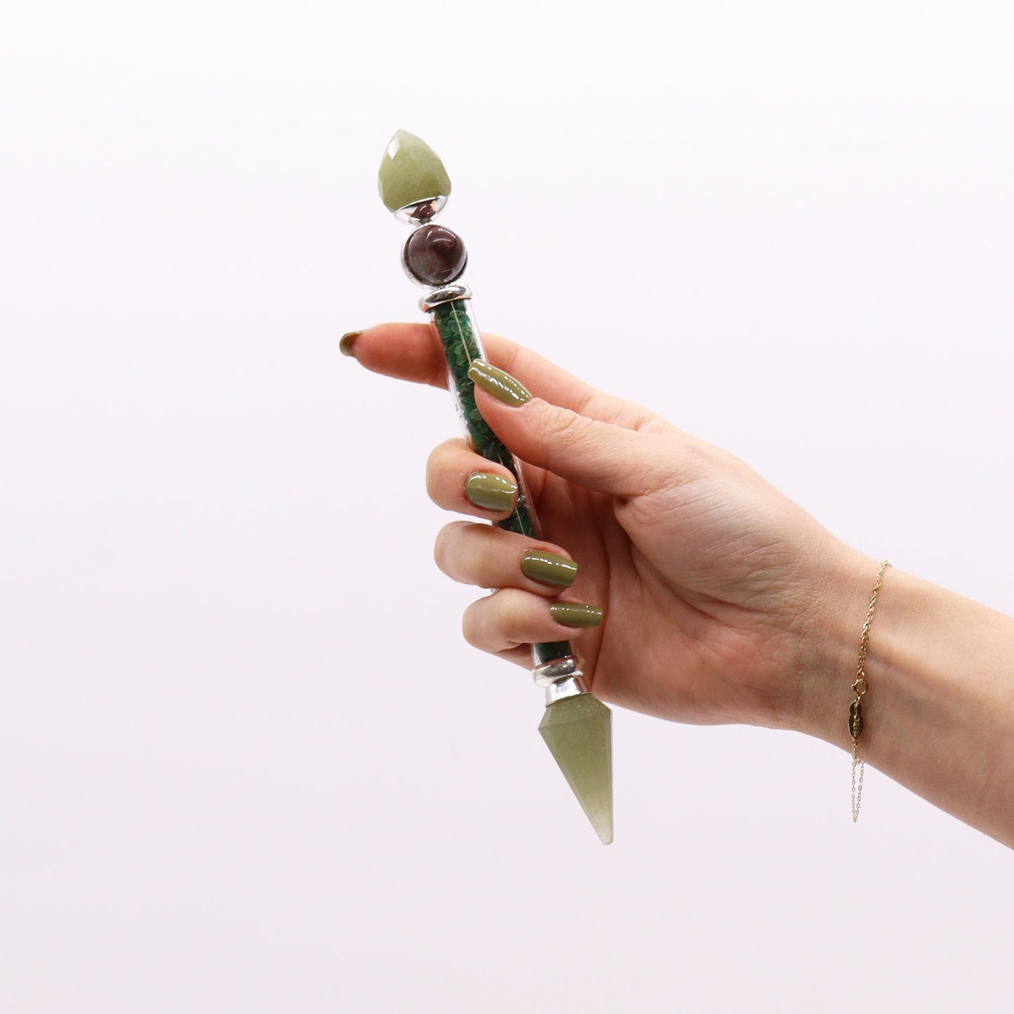 Baguette magique Shiva Lingam — Aventurine verte · Bonheur