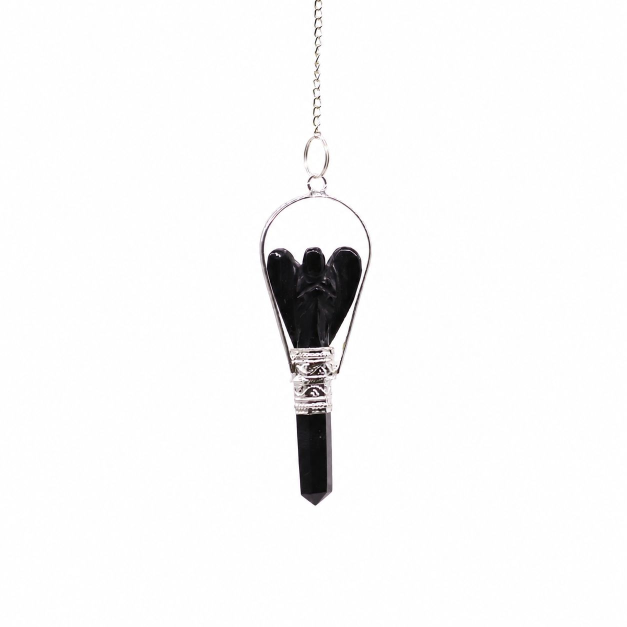 Pendule d’ange à anneau d’agate noire