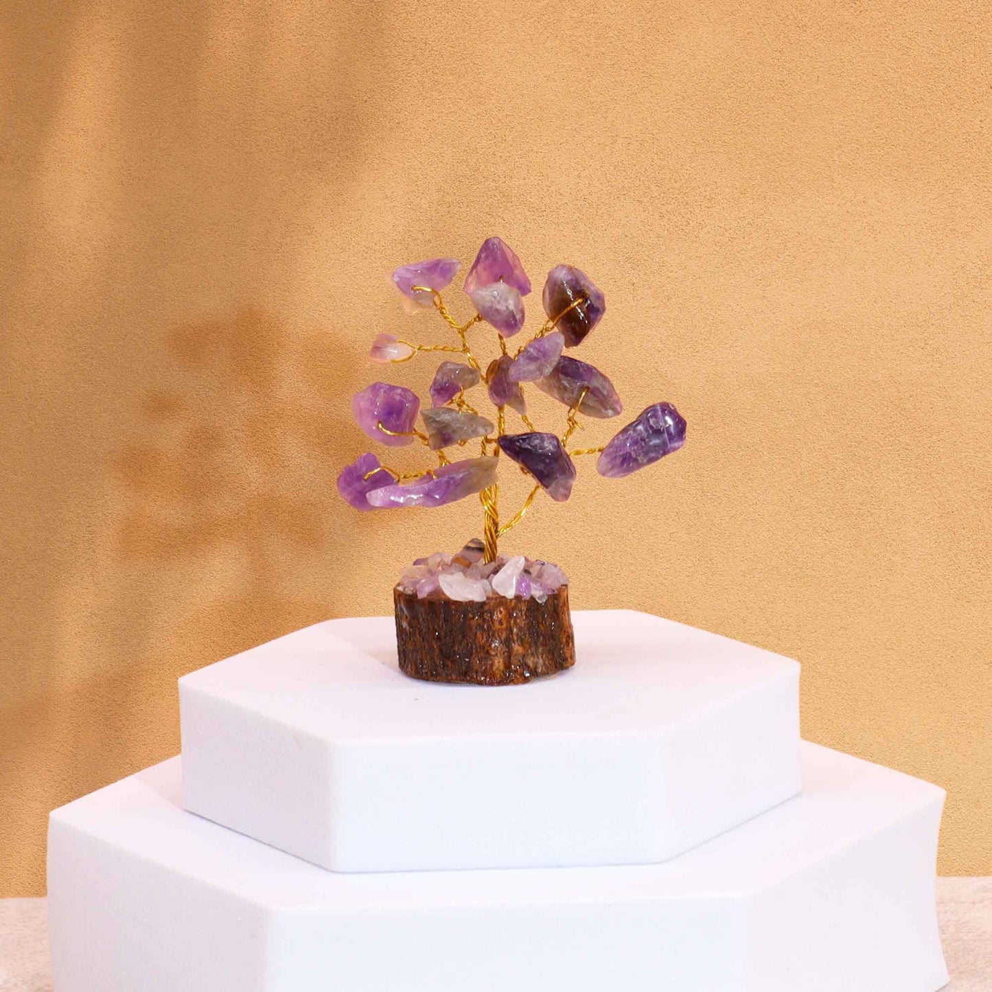 Mini arbre sur socle bois — Améthyste