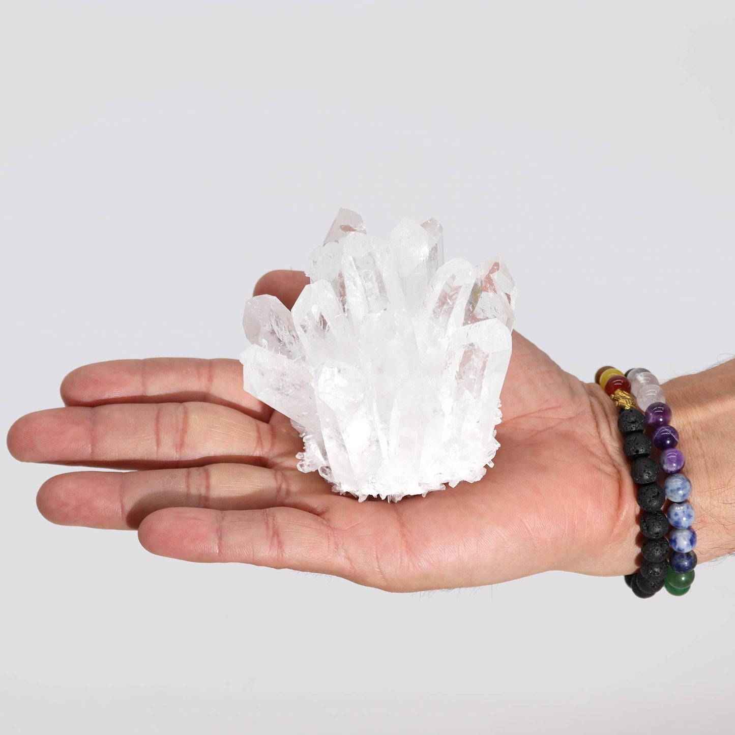 Géode — Grappe artisanale de quartz naturel · Cristal de roche · 8cm